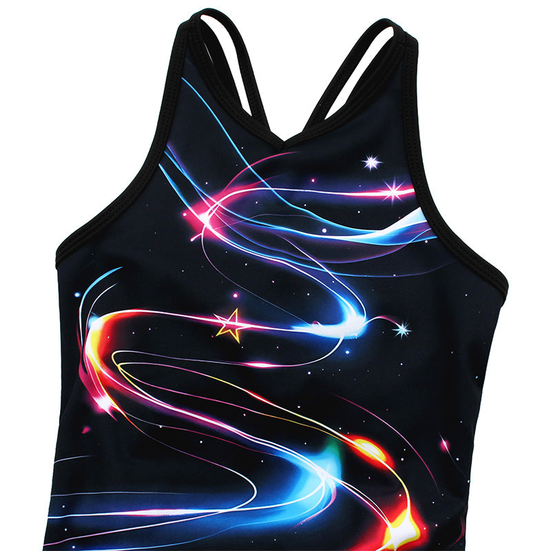 Multicolor Stars Crisscross Back Gymnastics Leotard Set for Girls