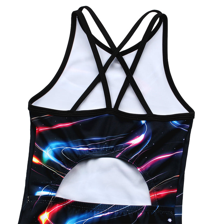 Multicolor Stars Crisscross Back Gymnastics Leotard Set for Girls