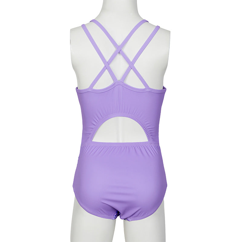 Purple Marble Crisscross Back Gymnastics Leotard Set for Girls