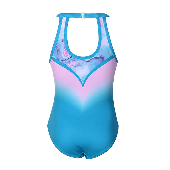 Aqua Diamond Clasp Back Gymnastics Leotard Set