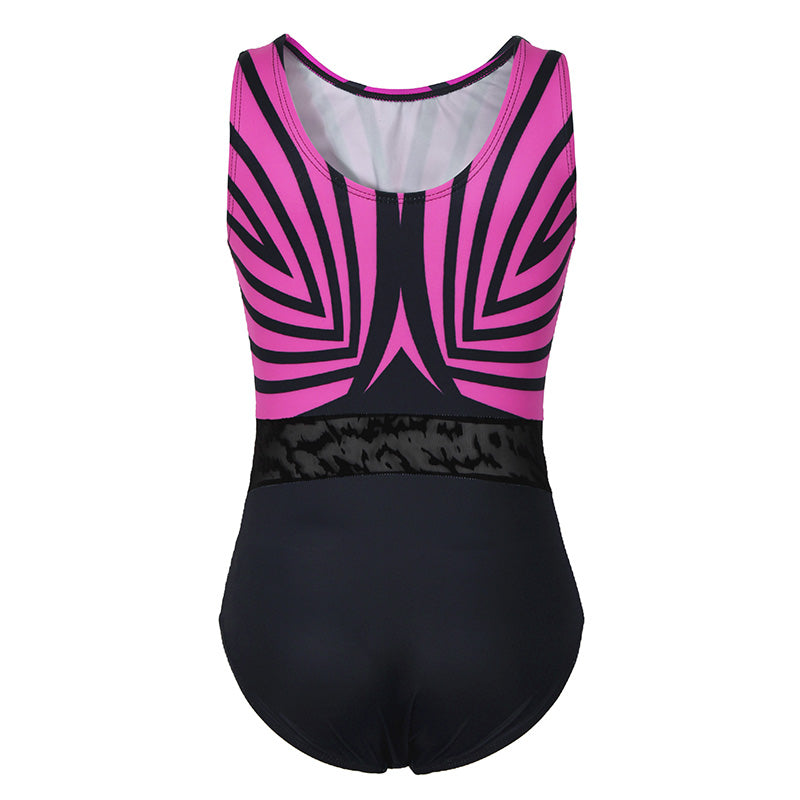 Rose-red Black Diamond Gymnastics Leotard for Girls, Adult, Child With Shorts