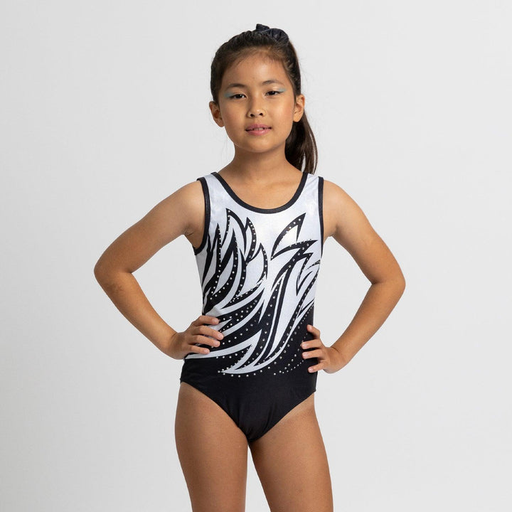 Fierce Black and White Flame Leotard