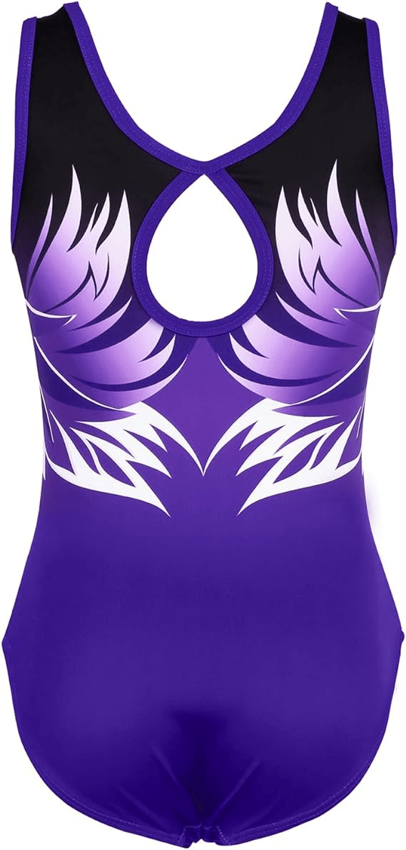 Purple Wing Diamond Gymnastics Leotard with Shiny Stars
