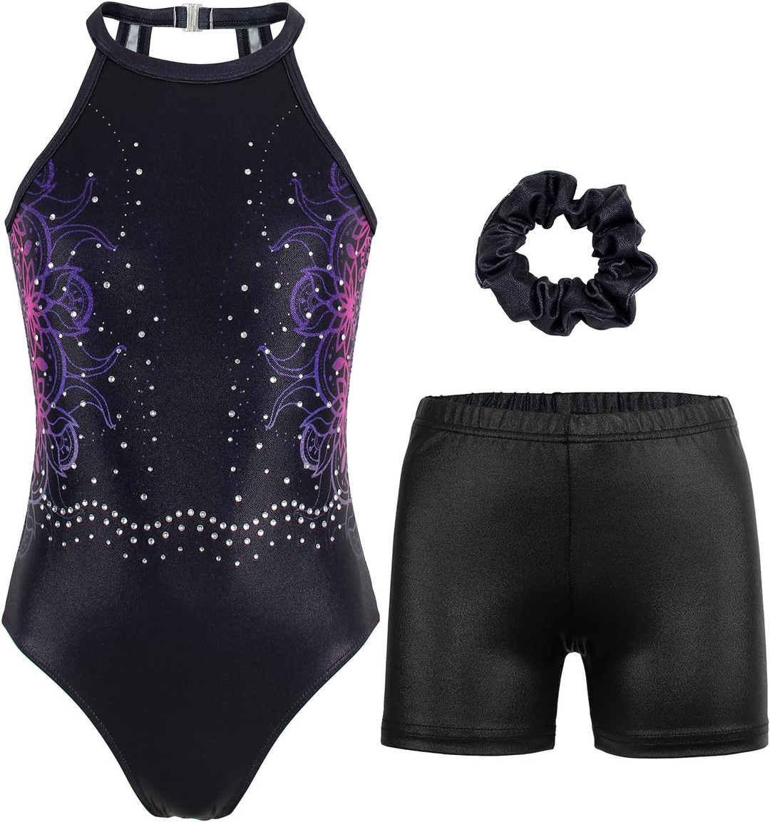 Full view of Flower Lace Gymnastics Leotard Set