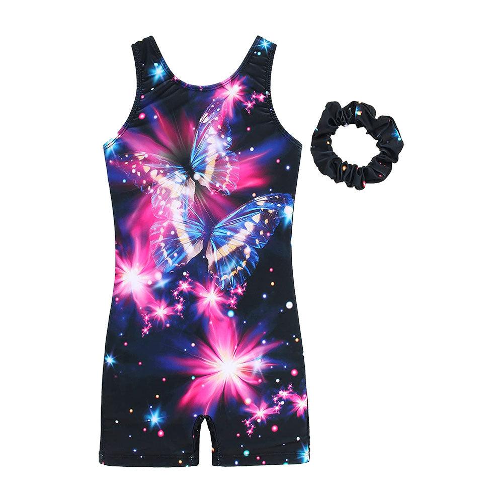 Girls Blooming Sleeveless Butterfly Gymnastics Unitard, Biketard- JOYSTREAM