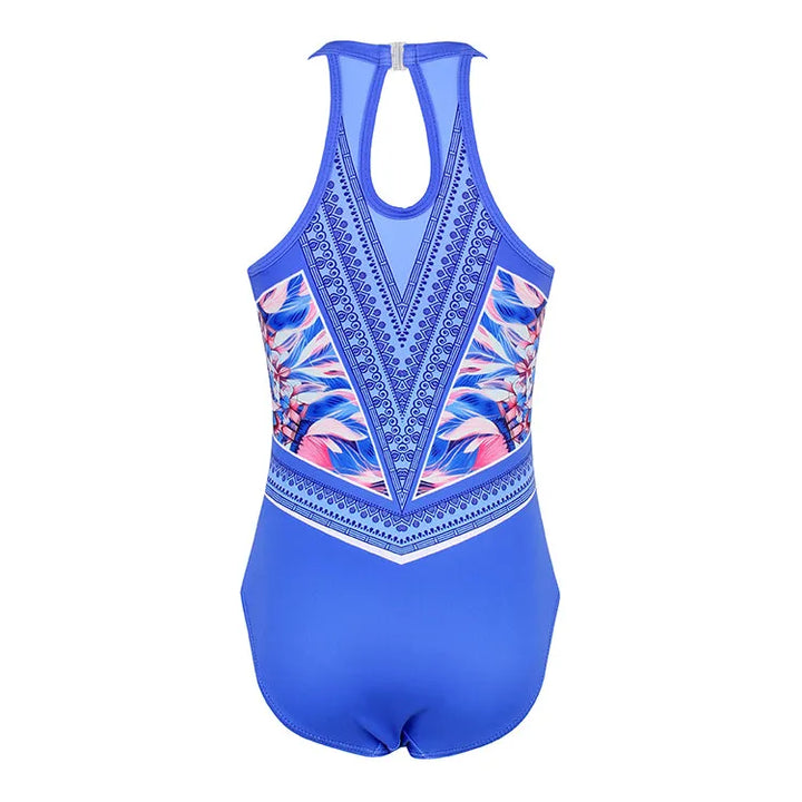 Bluish Prints Pattern Gymnastics Leotard Outfit Set