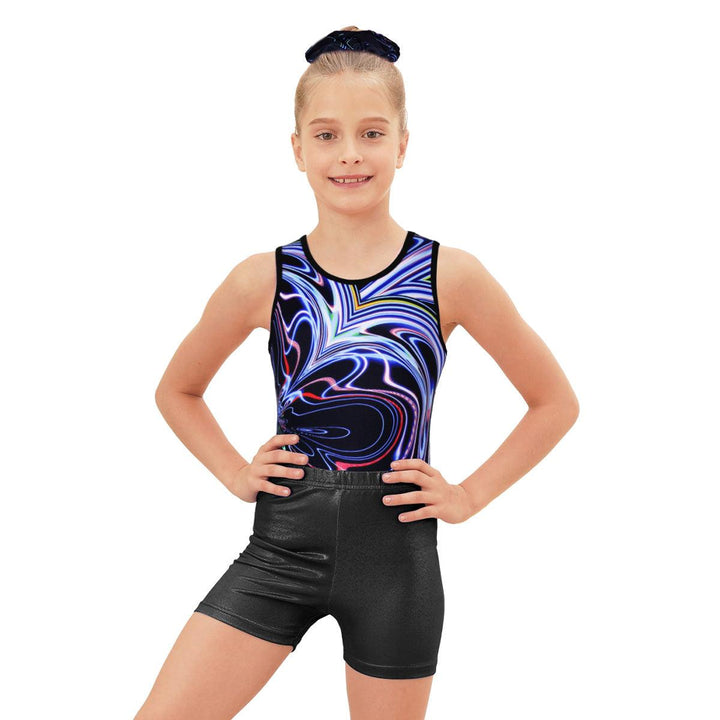 Sparkly Line Gymnastics Leotard with Shorts Set