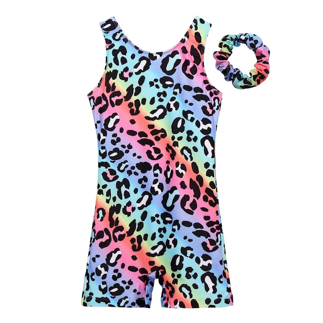 Pale Rainbow Stripes Leopard Unitard