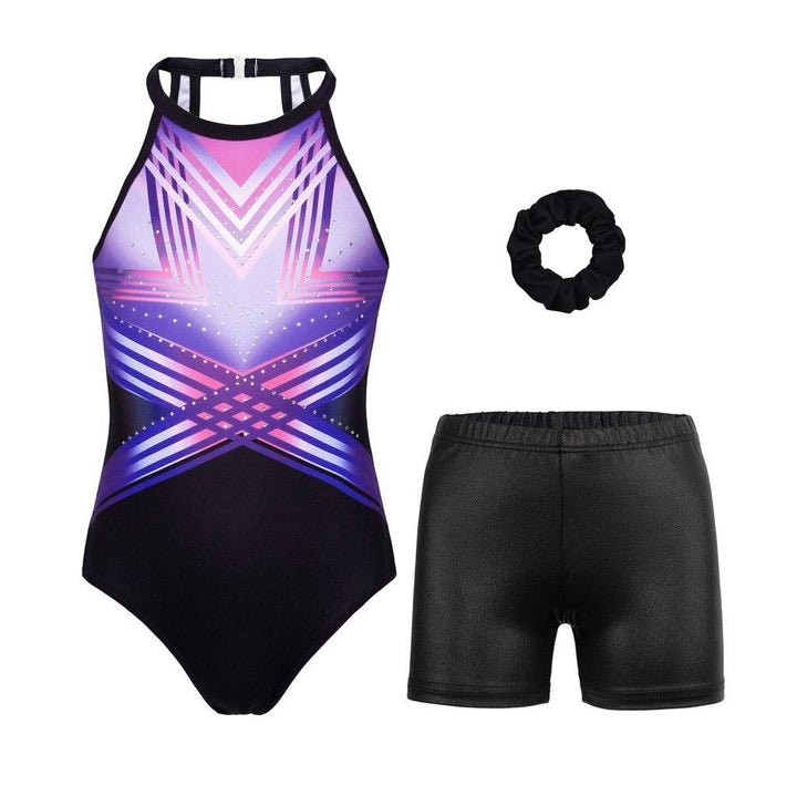 Blue-Purple Gymnastics Leotard Set