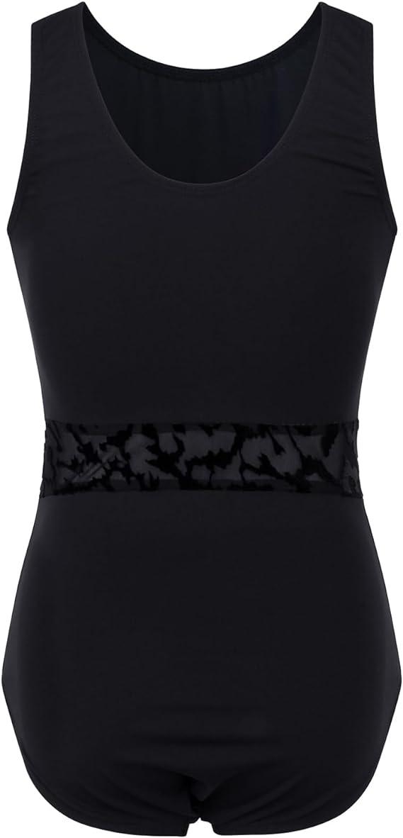 Swirling Sparkle Black Leotard back with bow-knot