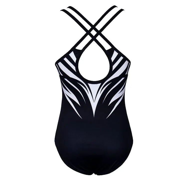 Cross Back Design of Geometric Sparkle Leotard