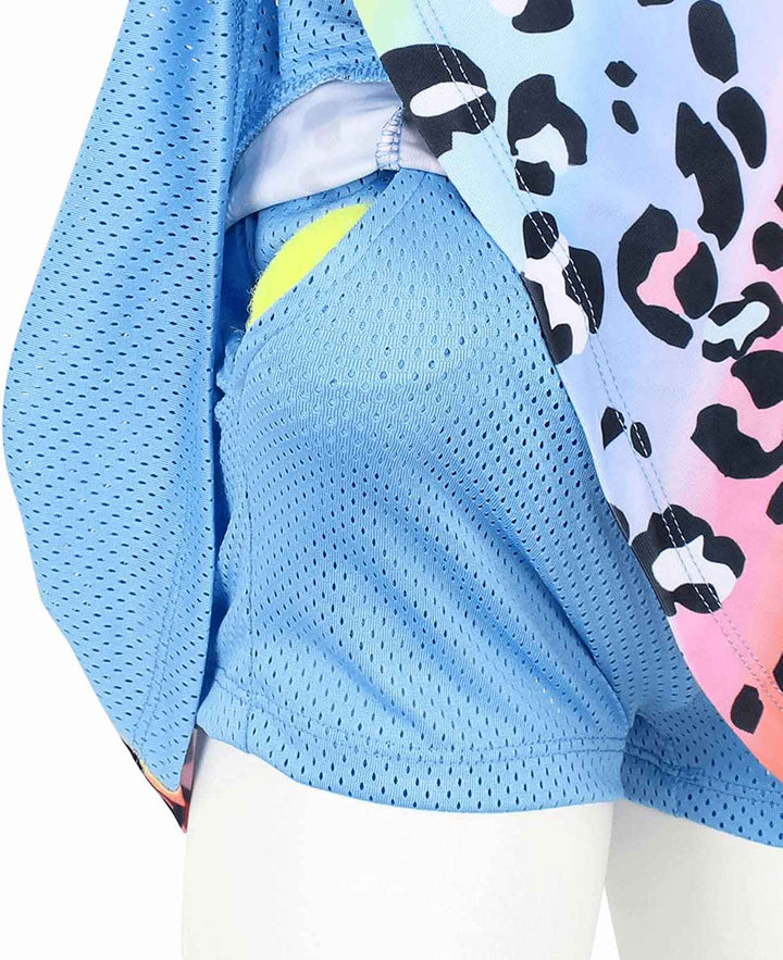 Blue & Rainbow Leopard Tennis Golf Skirt