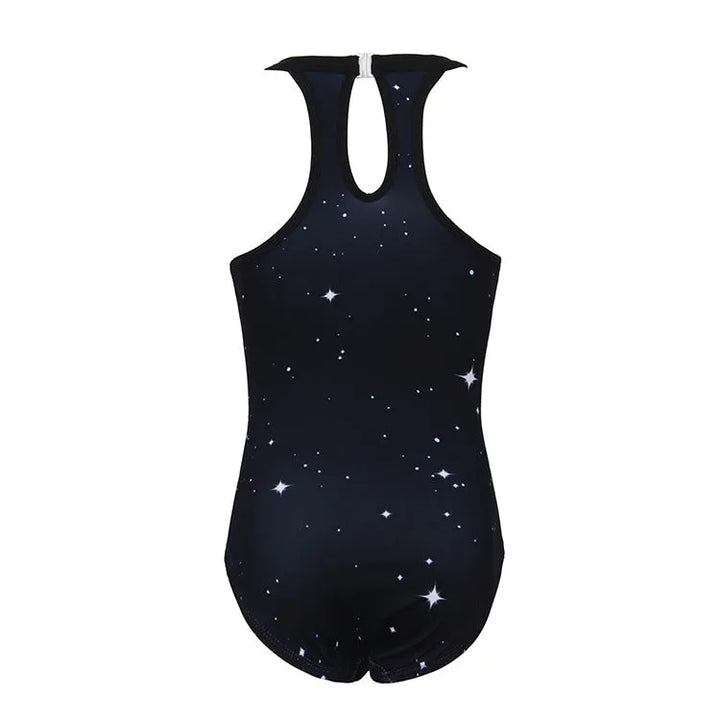 Halter neck keyhole back design of Starry Background Leotard