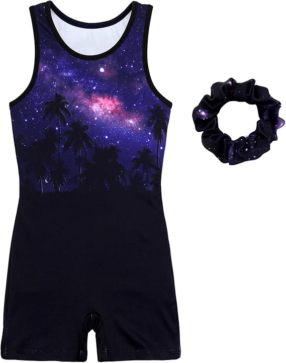 Cosmic Palm Trees Gymnastics Biketard Set