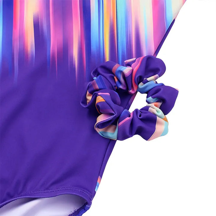 Matching Scrunchie with Streaked Gradient Leotard