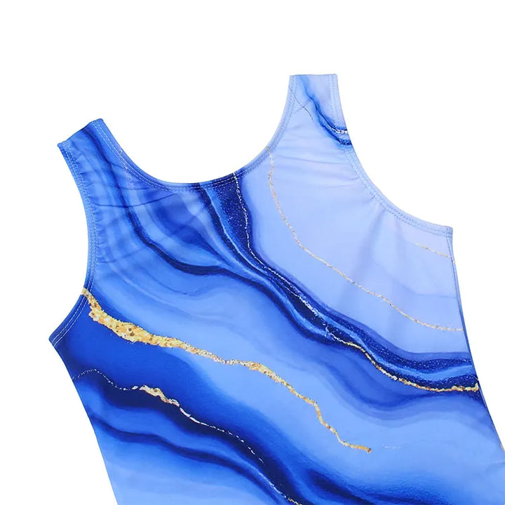 Blue Twirling Marble Unitard

