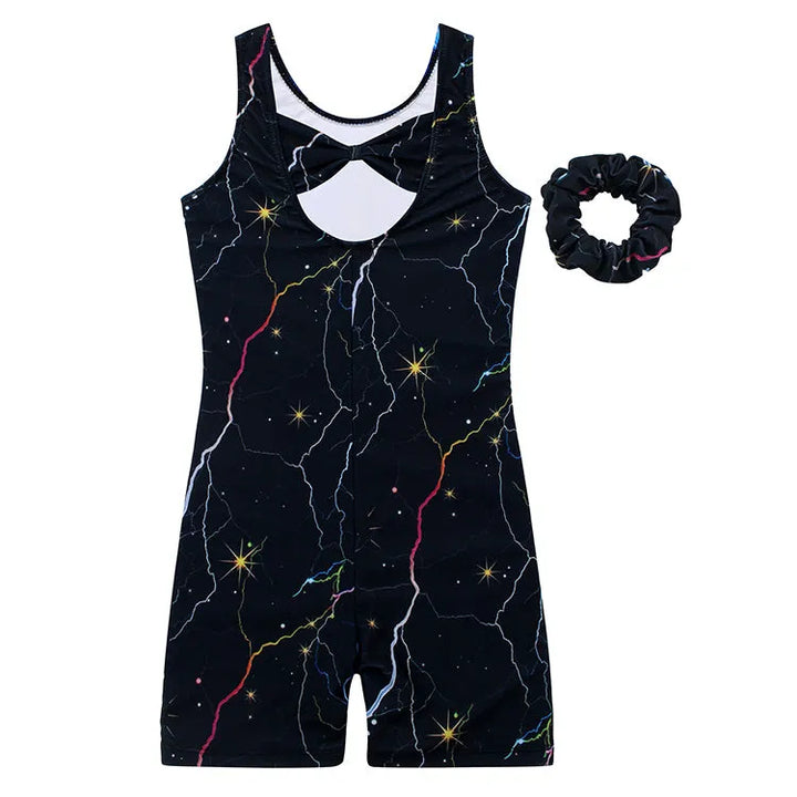 Lightning Night Printed Gymnastics Unitard