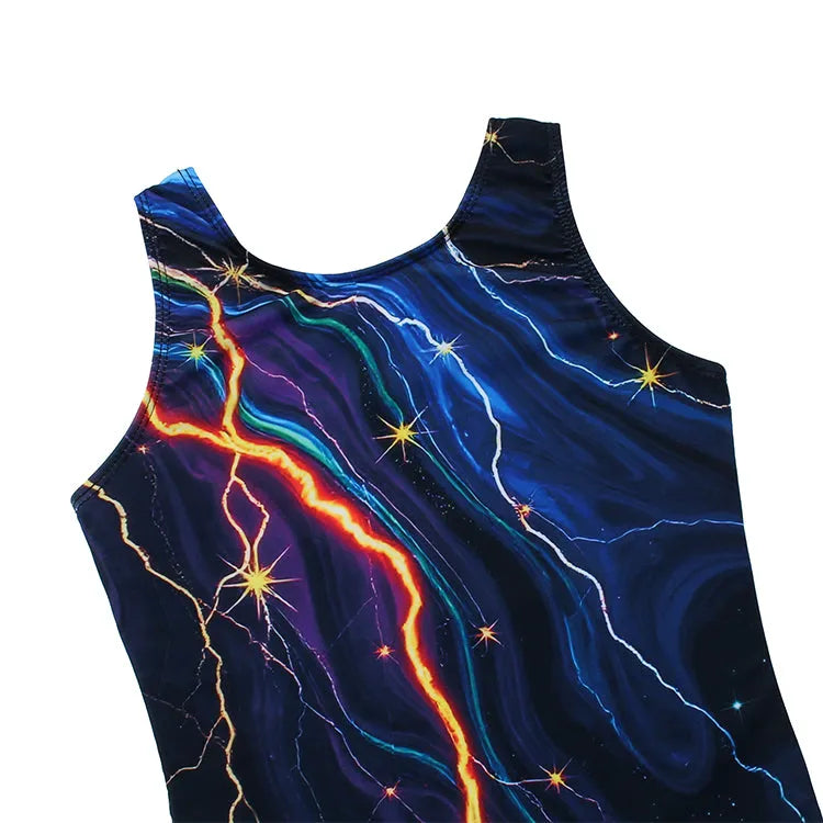 Lightning Night Printed Gymnastics Unitard