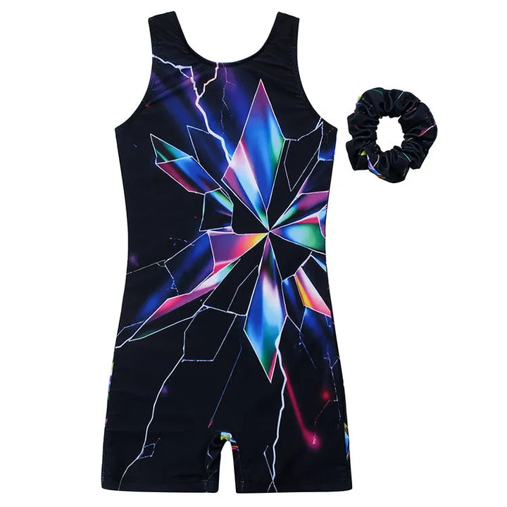 Lightning Glass Printed Gymnastics Unitard