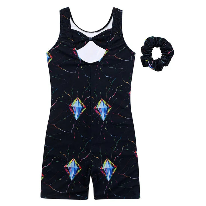 Lightning Glass Printed Gymnastics Unitard