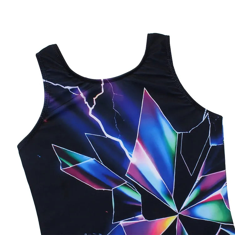 Lightning Glass Printed Gymnastics Unitard