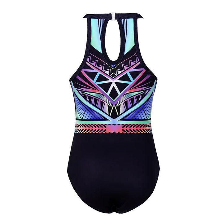 clasp back design of Tribal Geometric Gymnastics Leotard