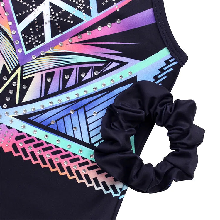 Matching Scrunchie with Tribal Geometric Leotard Outfit