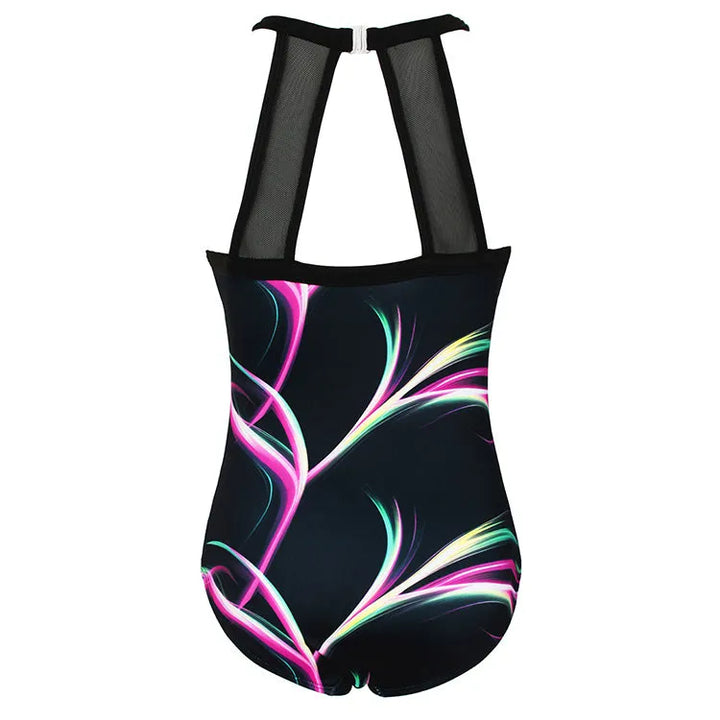 mesh tank open back design of lectric Spark Lights Leotard