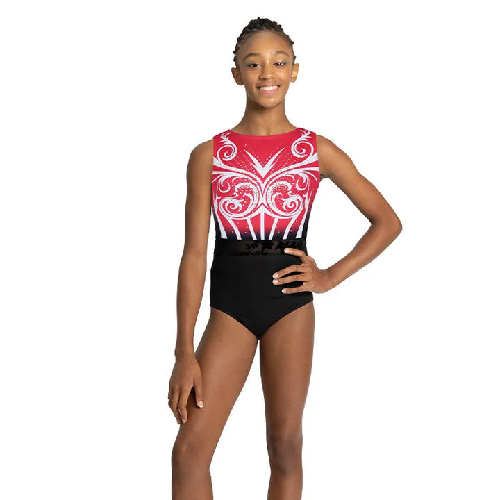 Fiery Red Floral Leotard