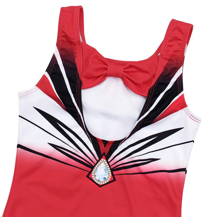 Red Black Pattern Leotard