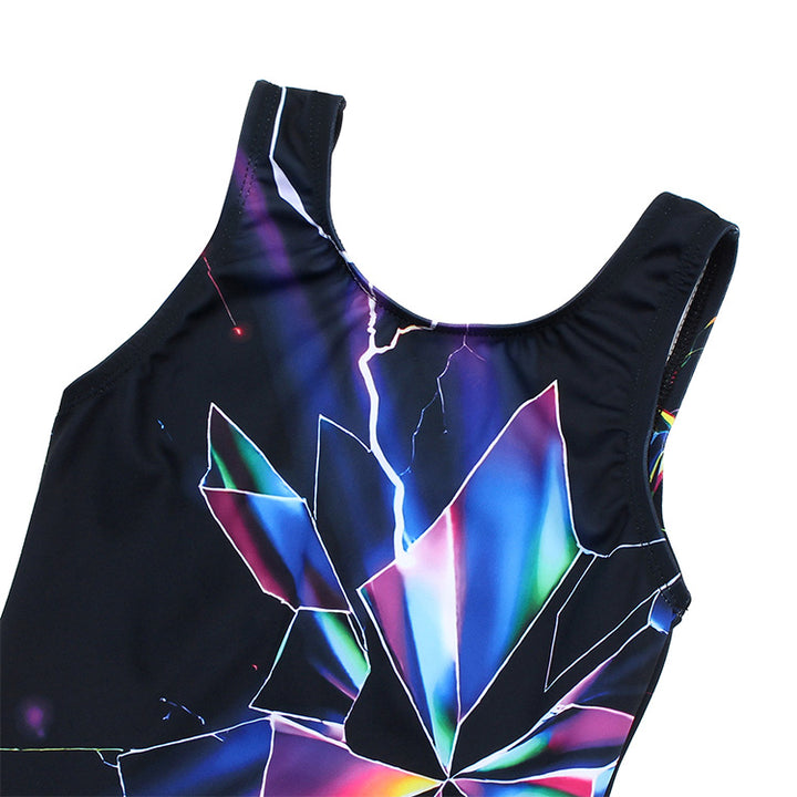 Lightning Glass Pattern Gymnastics Leotard Outfit Set