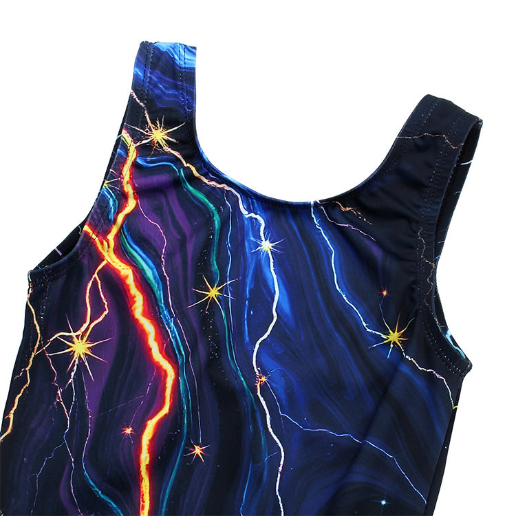 Lightning Night Pattern Gymnastics Leotard Outfit Set