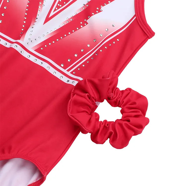 Matching Scrunchie wtih Red Geometric Gymnastics Leotard