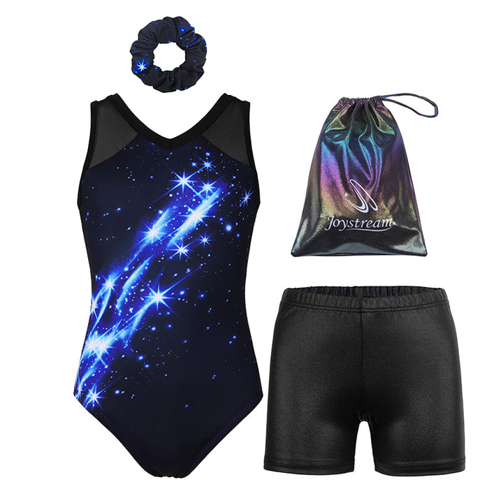 Mystery Cosmic Rush Mesh Tank V-Back Gymnastics Leotard Set