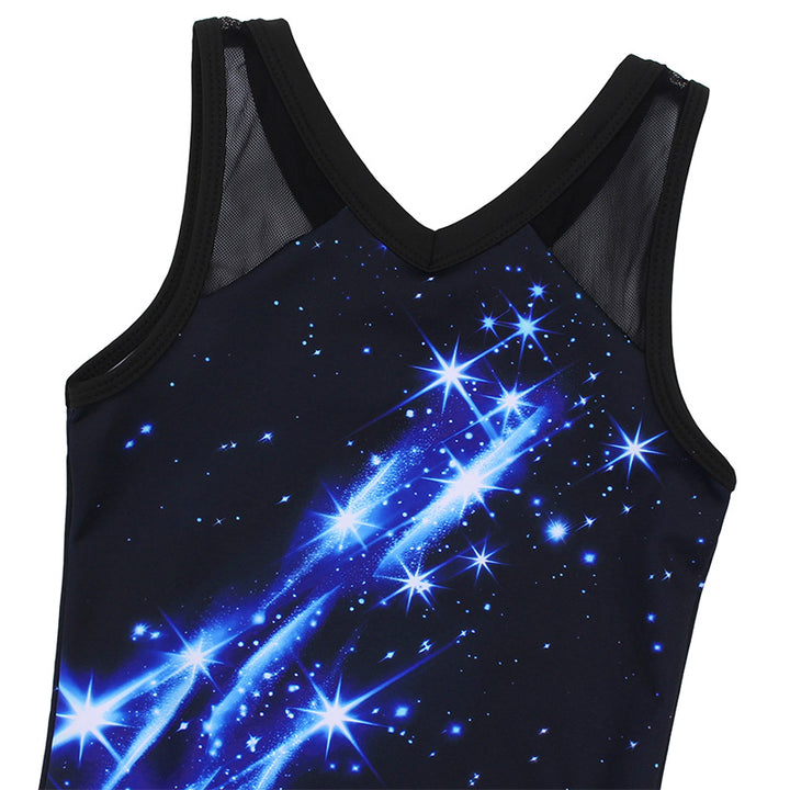 Mystery Cosmic Rush Mesh Tank V-Back Gymnastics Leotard Set