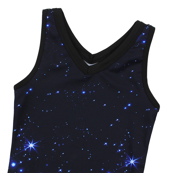 Mystery Cosmic Rush Mesh Tank V-Back Gymnastics Leotard Set