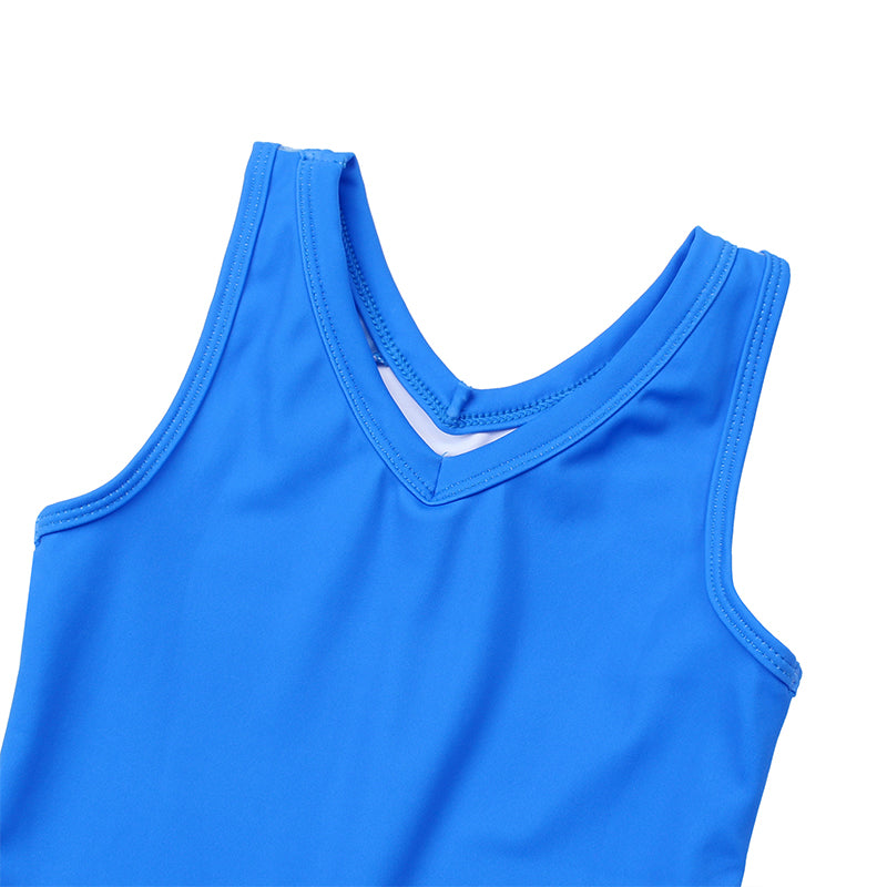 Blue Marble Rush Mesh Tank V-Back Gymnastics Leotard Set