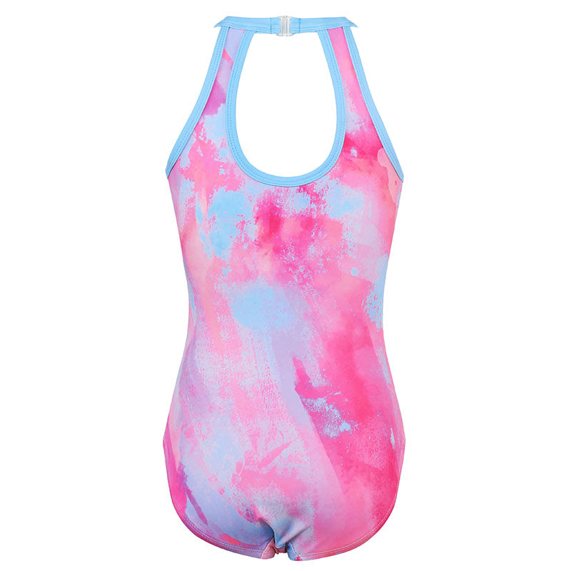 Powderblue Tie-dye Gymnastics Leotard Outfit Set