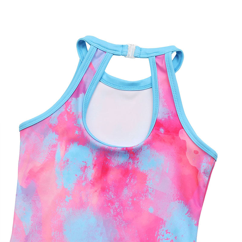 Powderblue Tie-dye Gymnastics Leotard Outfit Set