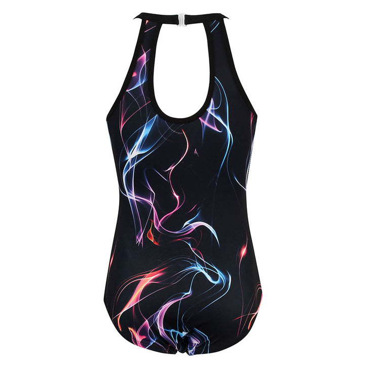 Multicolor Line Open Back Gymnastics Leotard Set