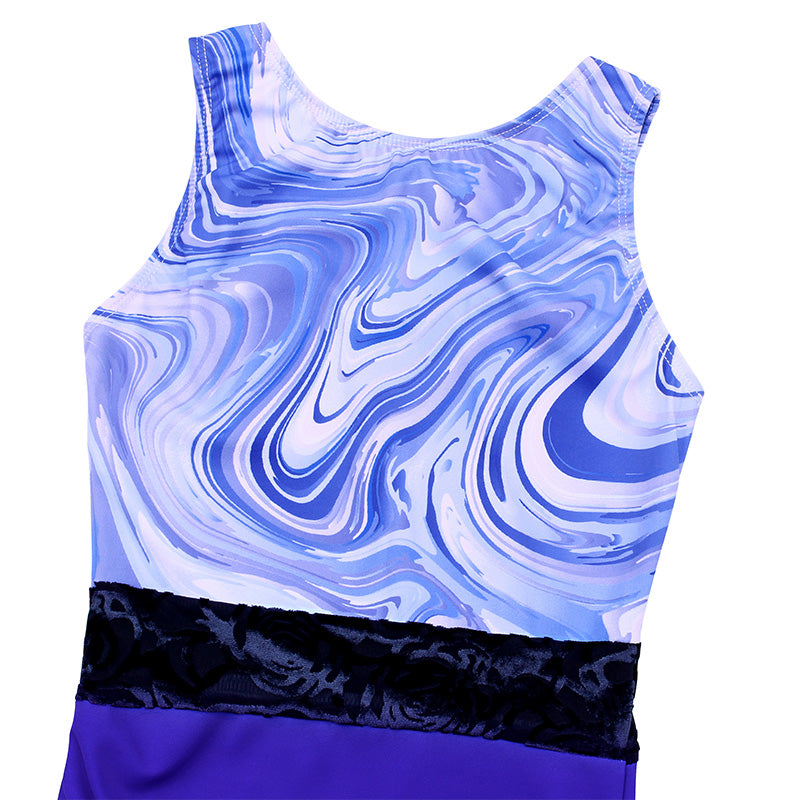 Blue Marble Gymnastics Leotard for Girls, Adult, Child With Shorts