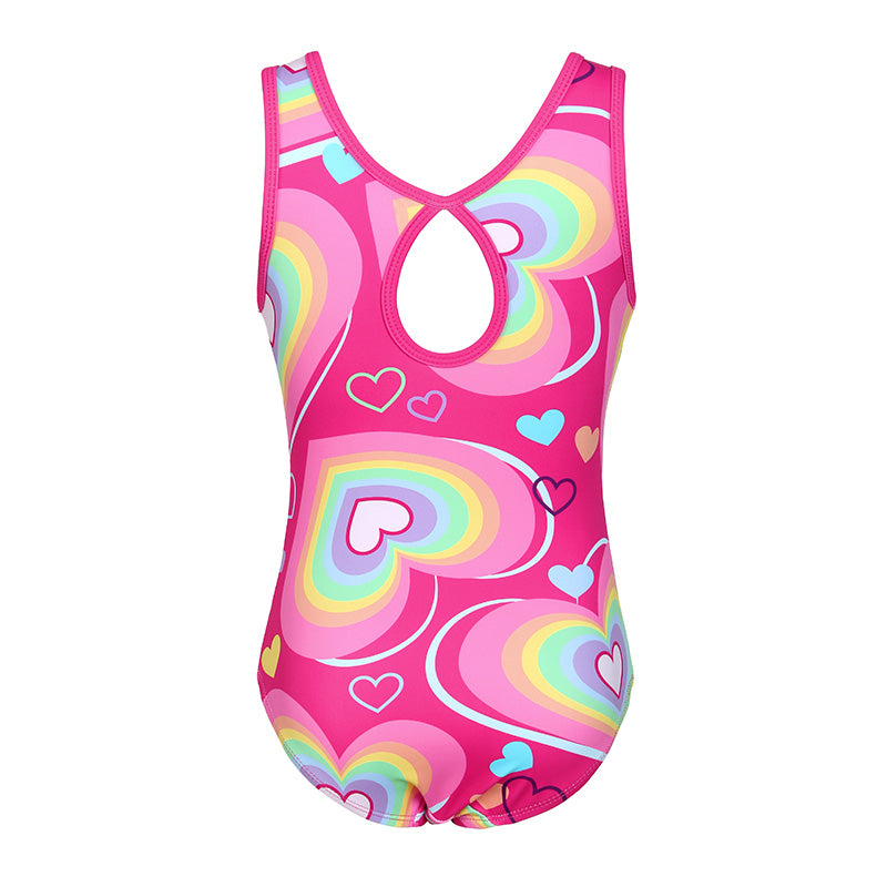 Rainbow Heart Gymnastics Leotard with Shorts Set