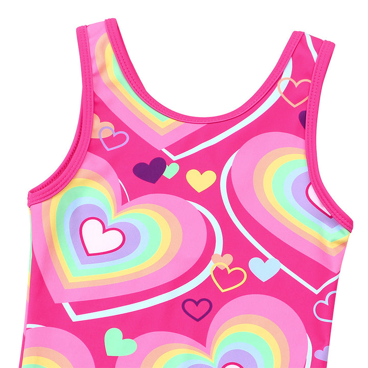 Rainbow Heart Gymnastics Leotard with Shorts Set