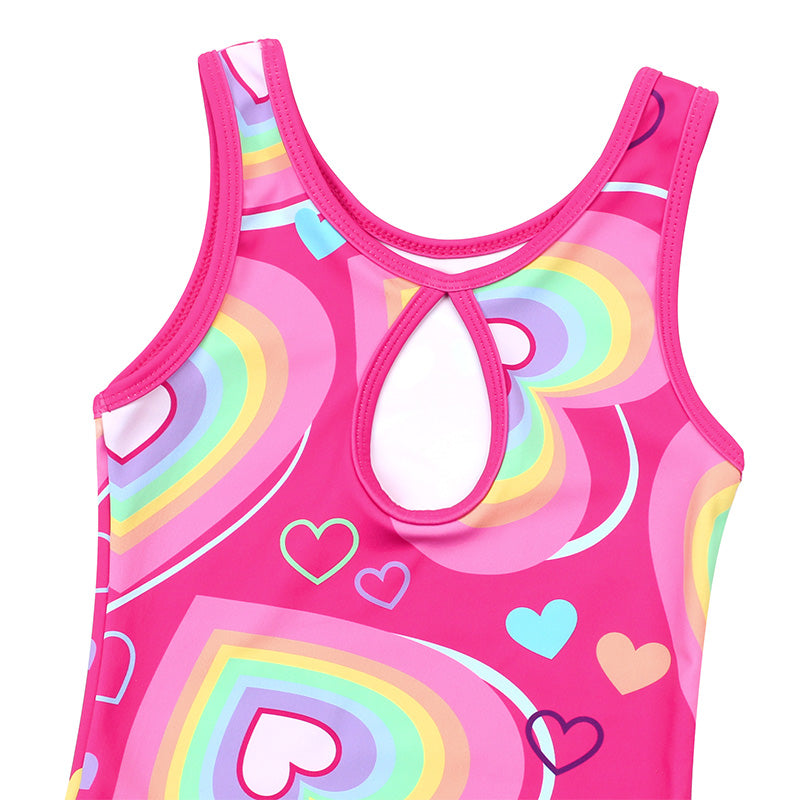 Rainbow Heart Gymnastics Leotard with Shorts Set