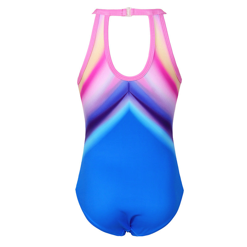 Colorful-diamond Clasp Back Gymnastics Leotard Set