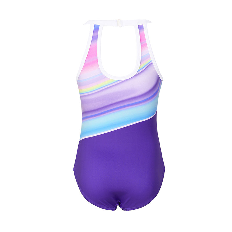 Gorgeous Purple Diamond Clasp Back Gymnastics Leotard Set