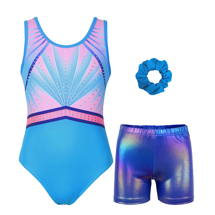 Aqua Diamond Gymnastics Leotard Set for Girls