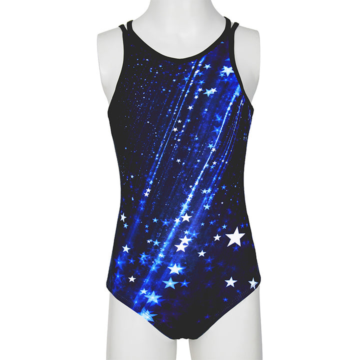 Mystery Cosmic Crisscross Back Gymnastics Leotard Set for Girls