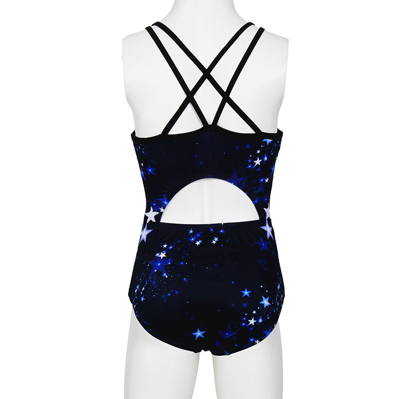 Mystery Cosmic Crisscross Back Gymnastics Leotard Set for Girls