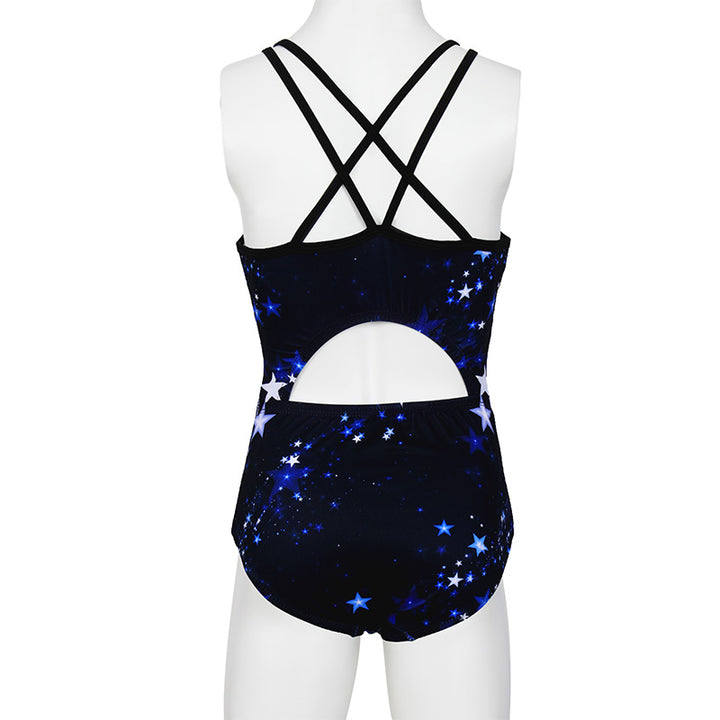 Mystery Cosmic Crisscross Back Gymnastics Leotard Set for Girls